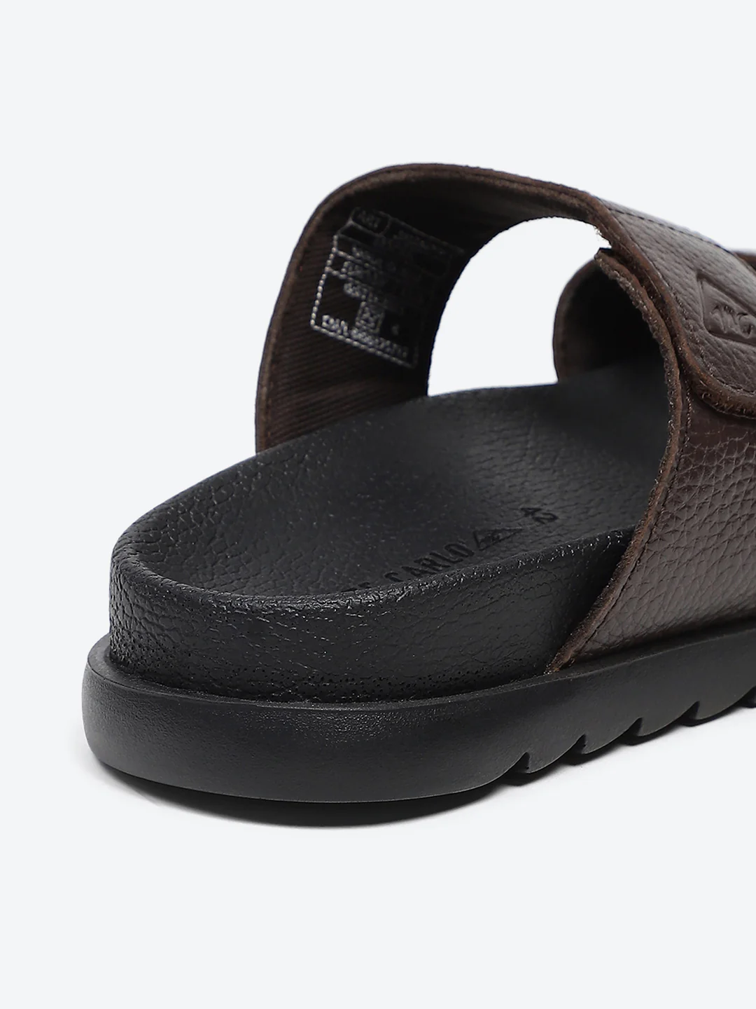Men Brown Velcro Genuine Leather Sliders - Image 9