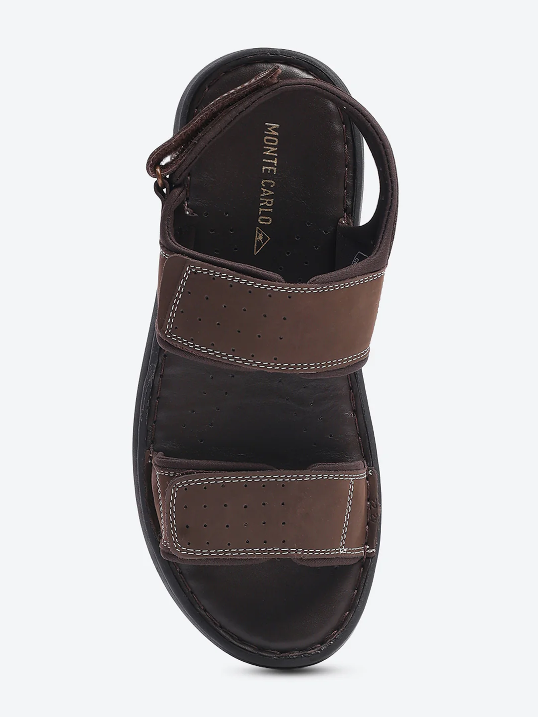 Men Brown Velcro Leather Sandals - Image 6
