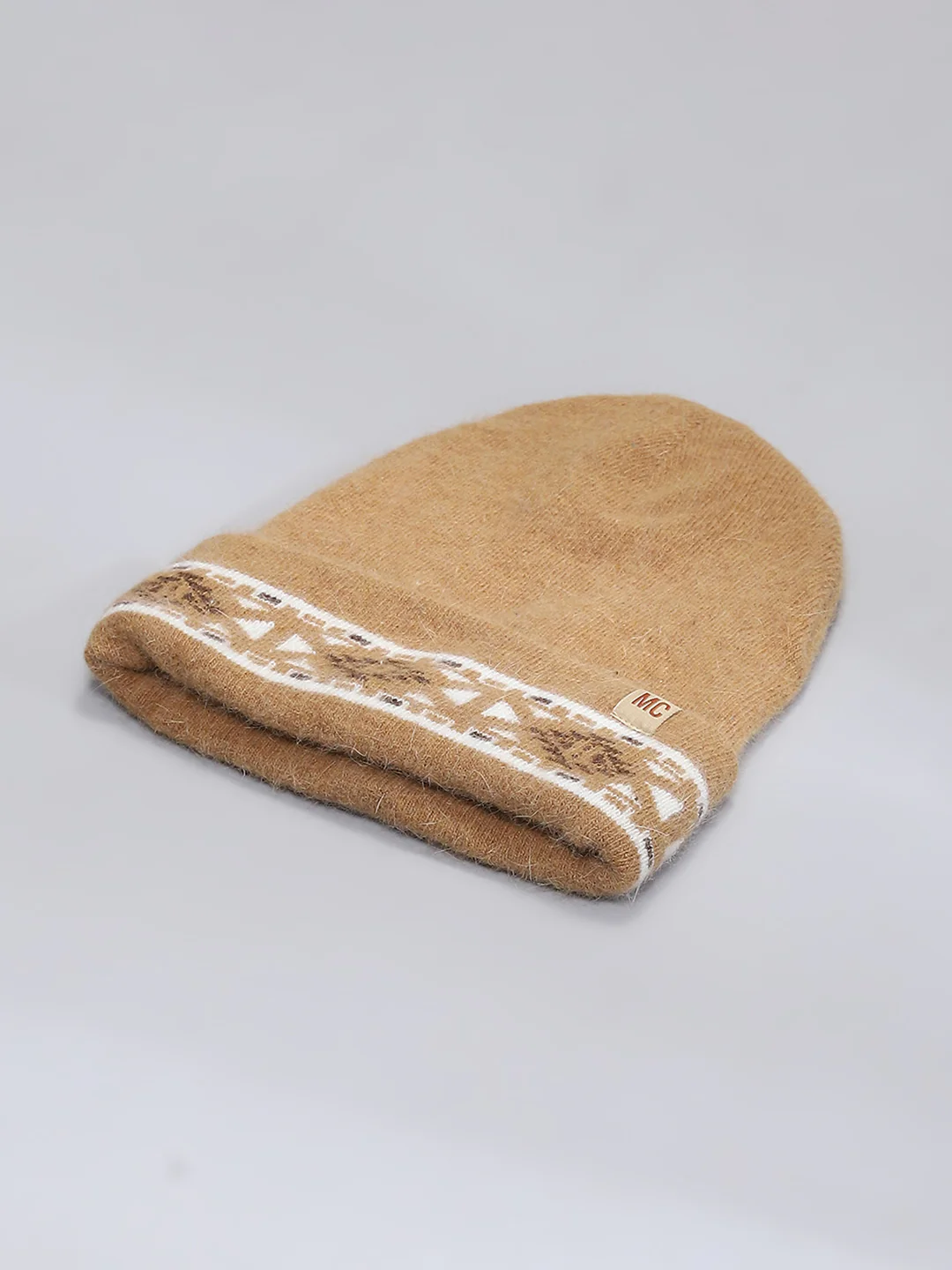 Men Camel Brown Self Design Cap - Image 6