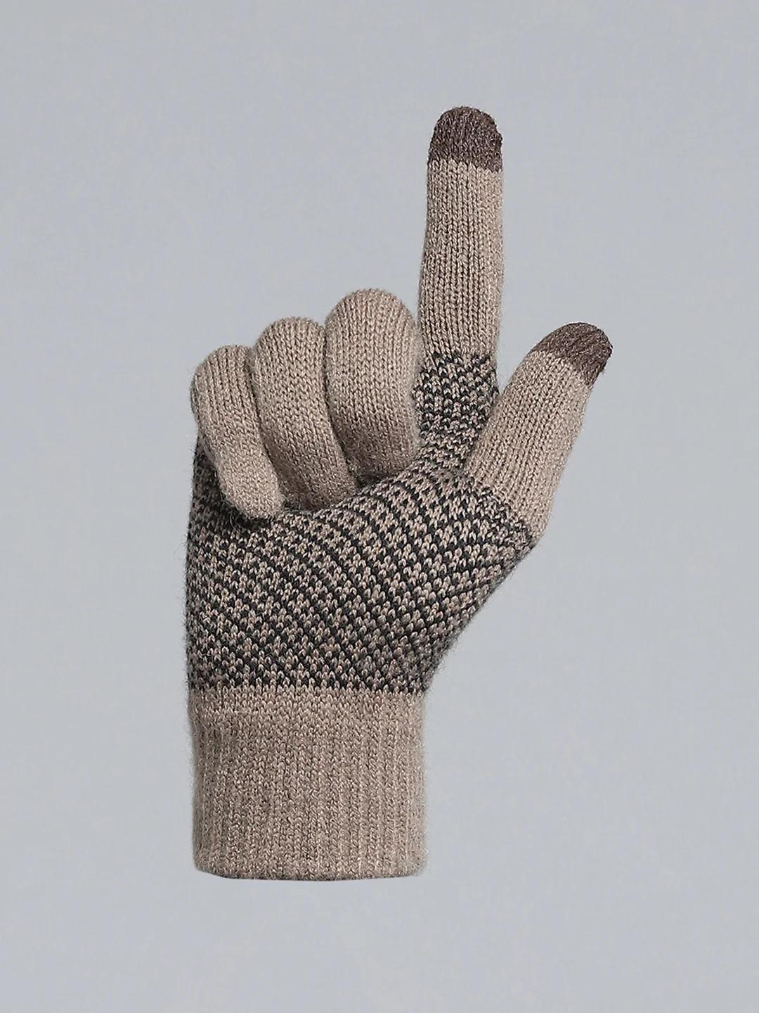 Men Camel Brown Self Design Gloves - Image 4