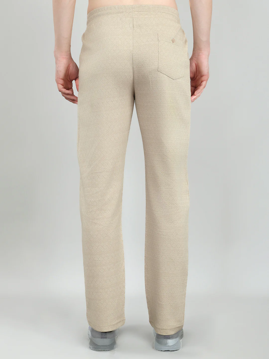 Men Camel Brown Self Design Regular Fit Lower - Image 5
