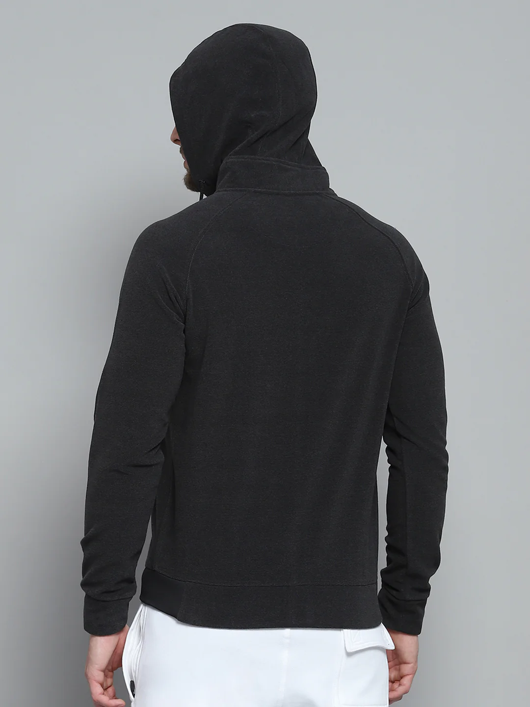 Rock.it Men Charcoal Printed Hooded Full Sleeve Sweatshirt - Image 5