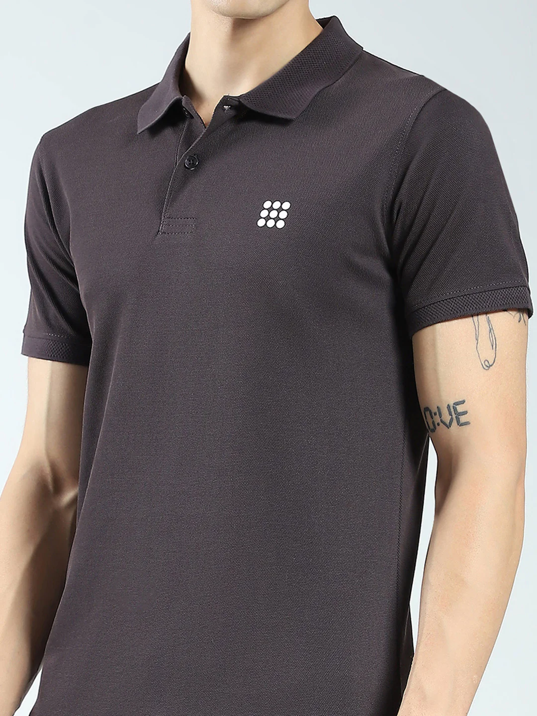 Rock.it Men Charcoal Solid Collar Half Sleeve T-Shirt - Image 6