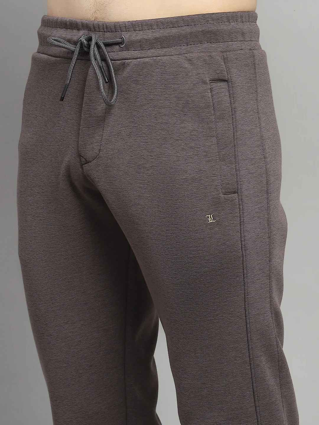 Men Charcoal Solid Mock Neck Full Sleeve Winter Tracksuit - Image 9