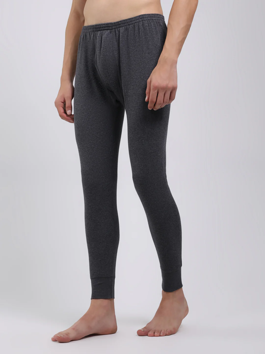 Men Charcoal Solid Regular Fit Thermal Lower - Image 3
