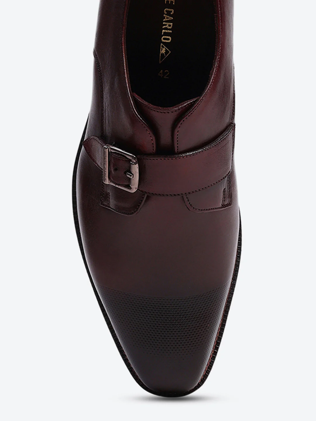 Men Cherry Elastic Leather Formal Monks - Image 7