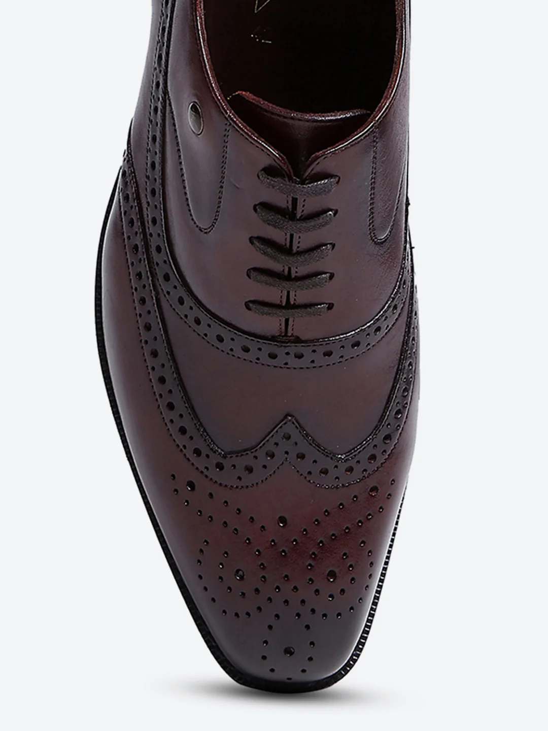 Men Cherry Lace Up Leather Formal Brogues - Image 8