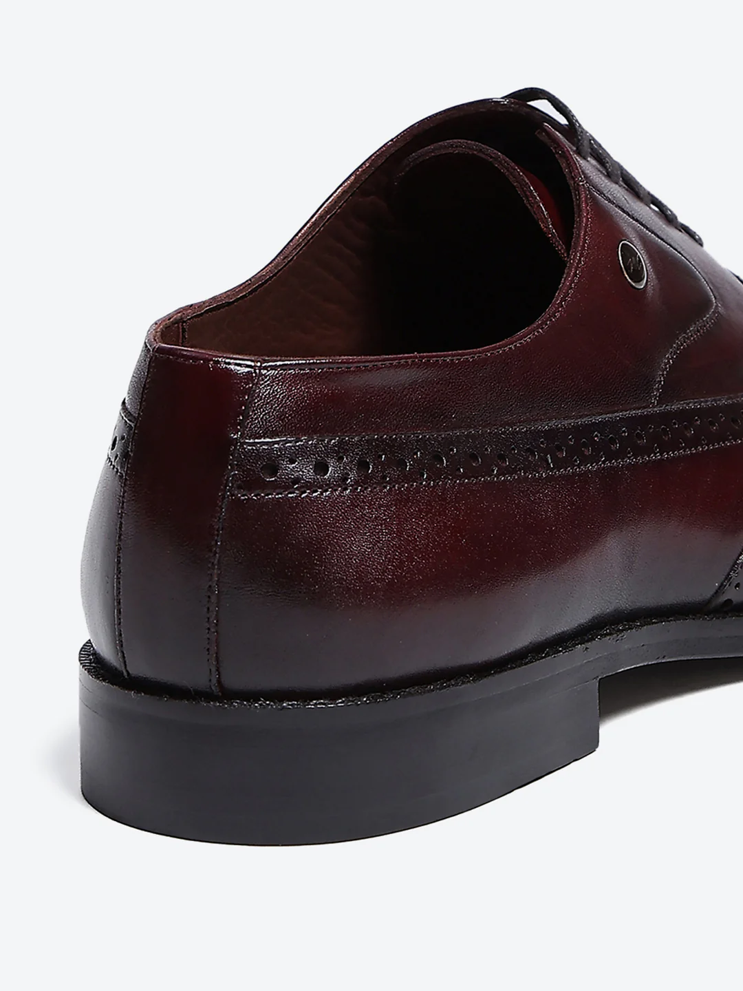 Men Cherry Lace Up Leather Formal Brogues - Image 9