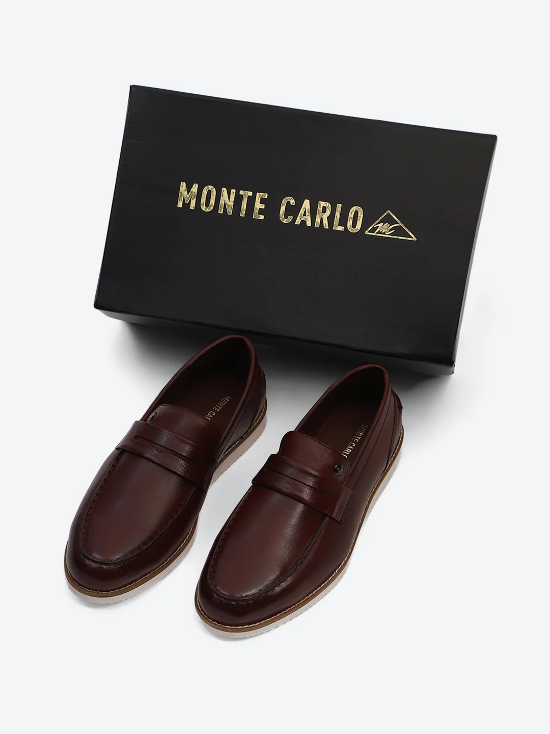 Men Cherry Slip on Genuine Leather Penny Loafers - Image 2