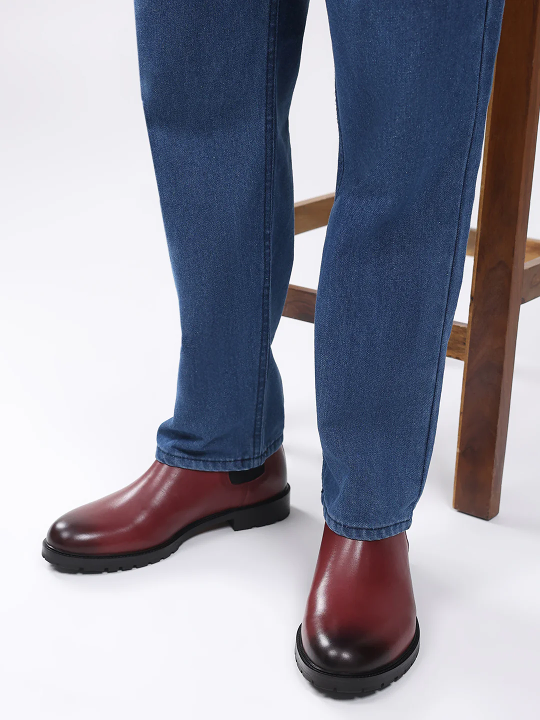 Men Cherry Slip on Leather Chelsea Boots - Image 10