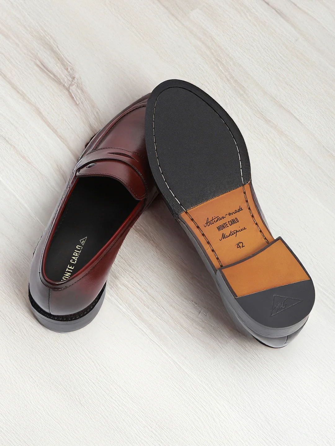Men Cherry Slip on Leather Loafers - Image 10