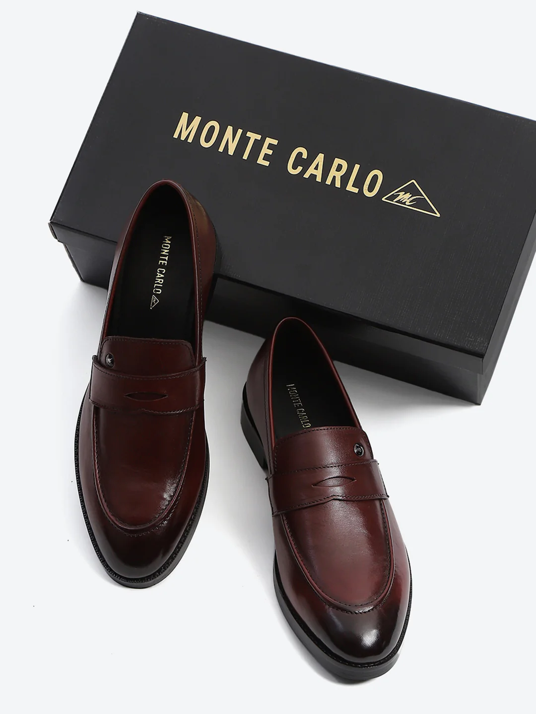 Men Cherry Slip on Leather Loafers - Image 2