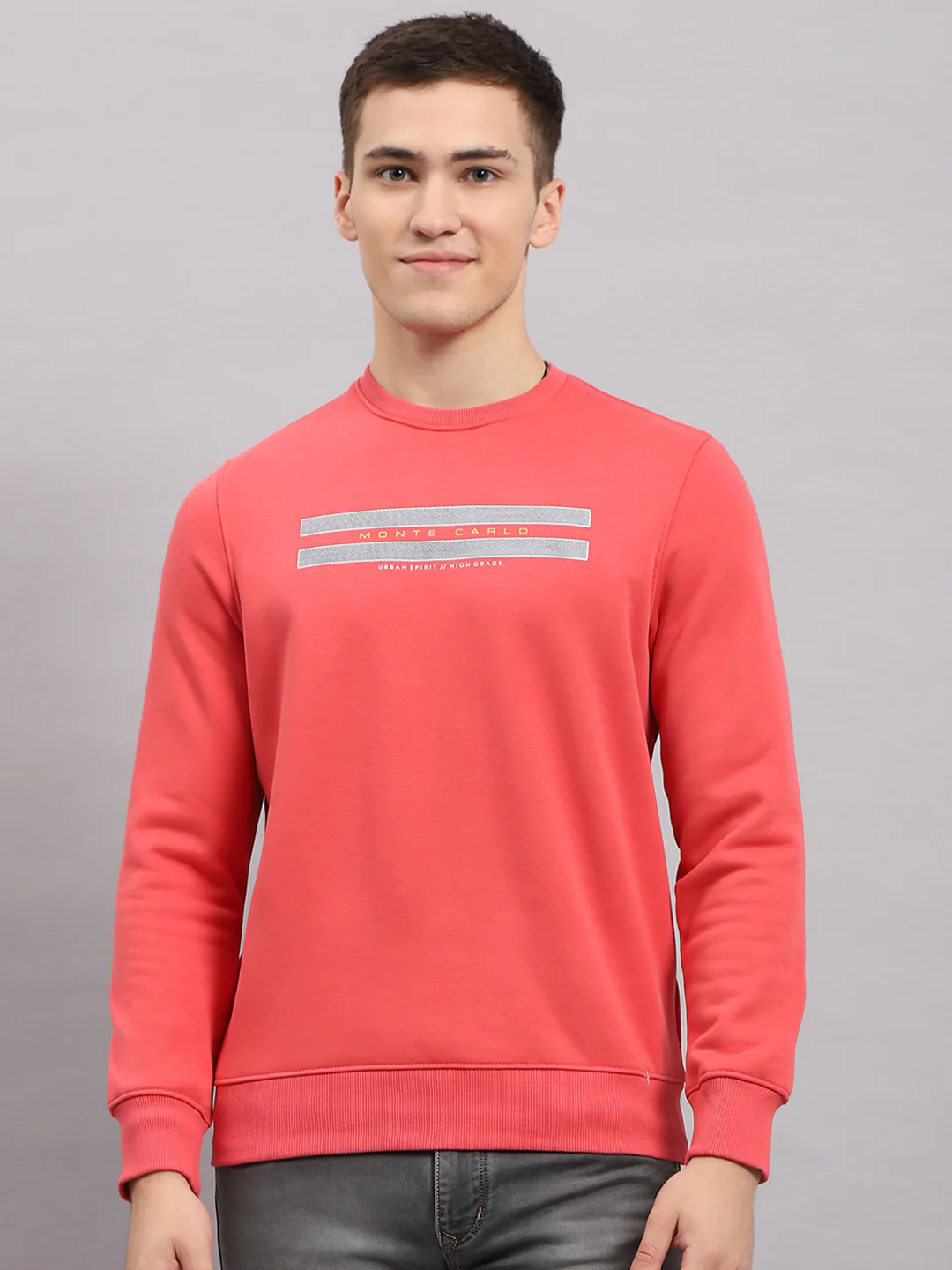Men Coral Printed Round Neck Full Sleeve Sweatshirt - Image 2