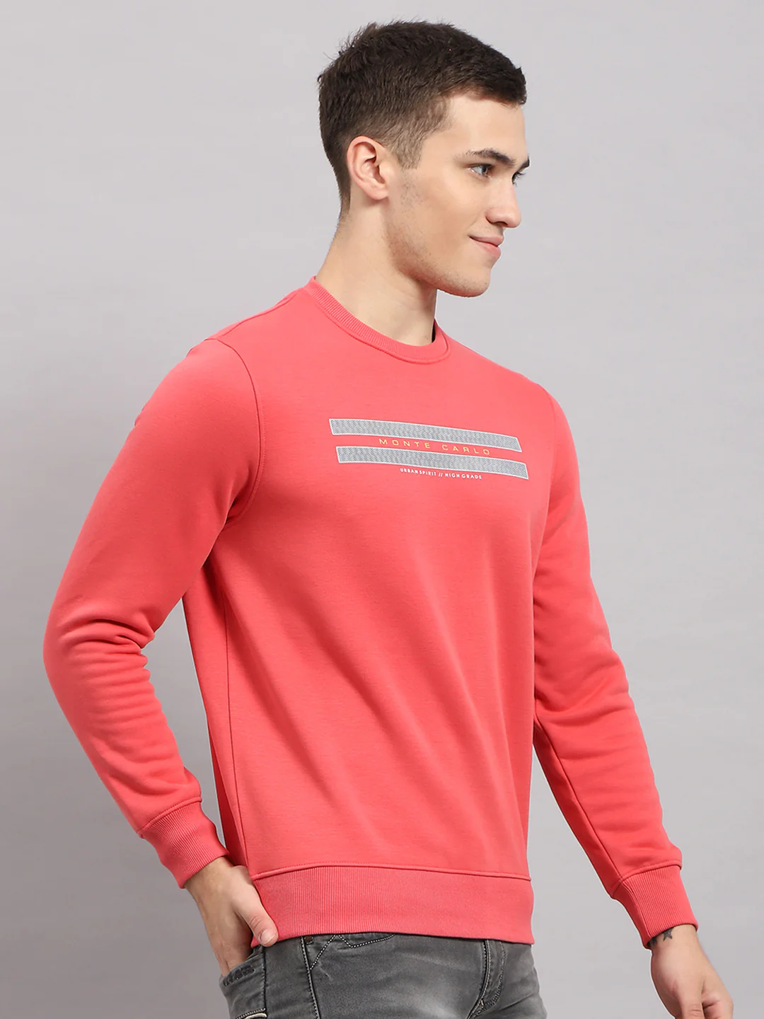 Men Coral Printed Round Neck Full Sleeve Sweatshirt - Image 4
