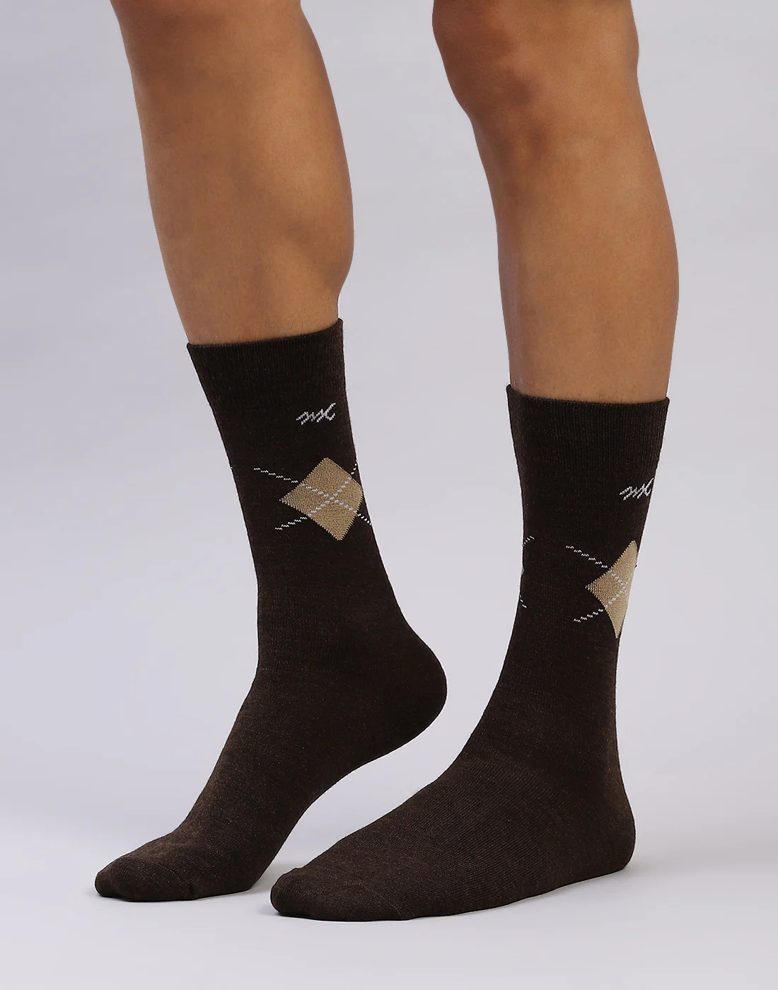 Men Cotton Blend Self Design Calf Length Socks (1 Pair) - Image 2