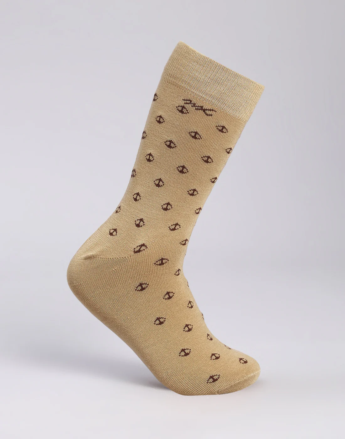 Men Cotton Blend Self Design Calf Length Socks (1 Pair) - Image 3