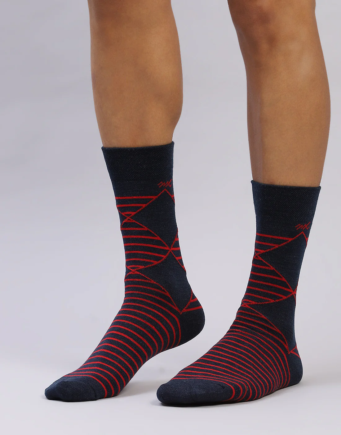 Men Cotton Blend Self Design Calf Length Socks (1 Pair) - Image 2
