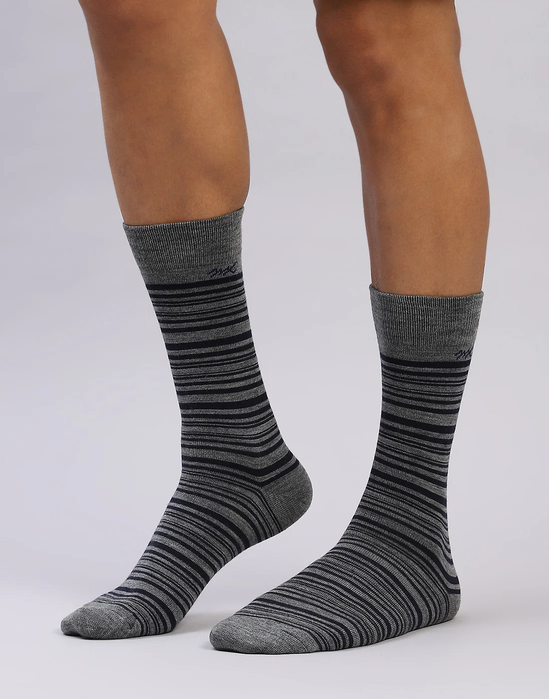 Men Cotton Blend Self Design Calf Length Socks (1 Pair) - Image 2
