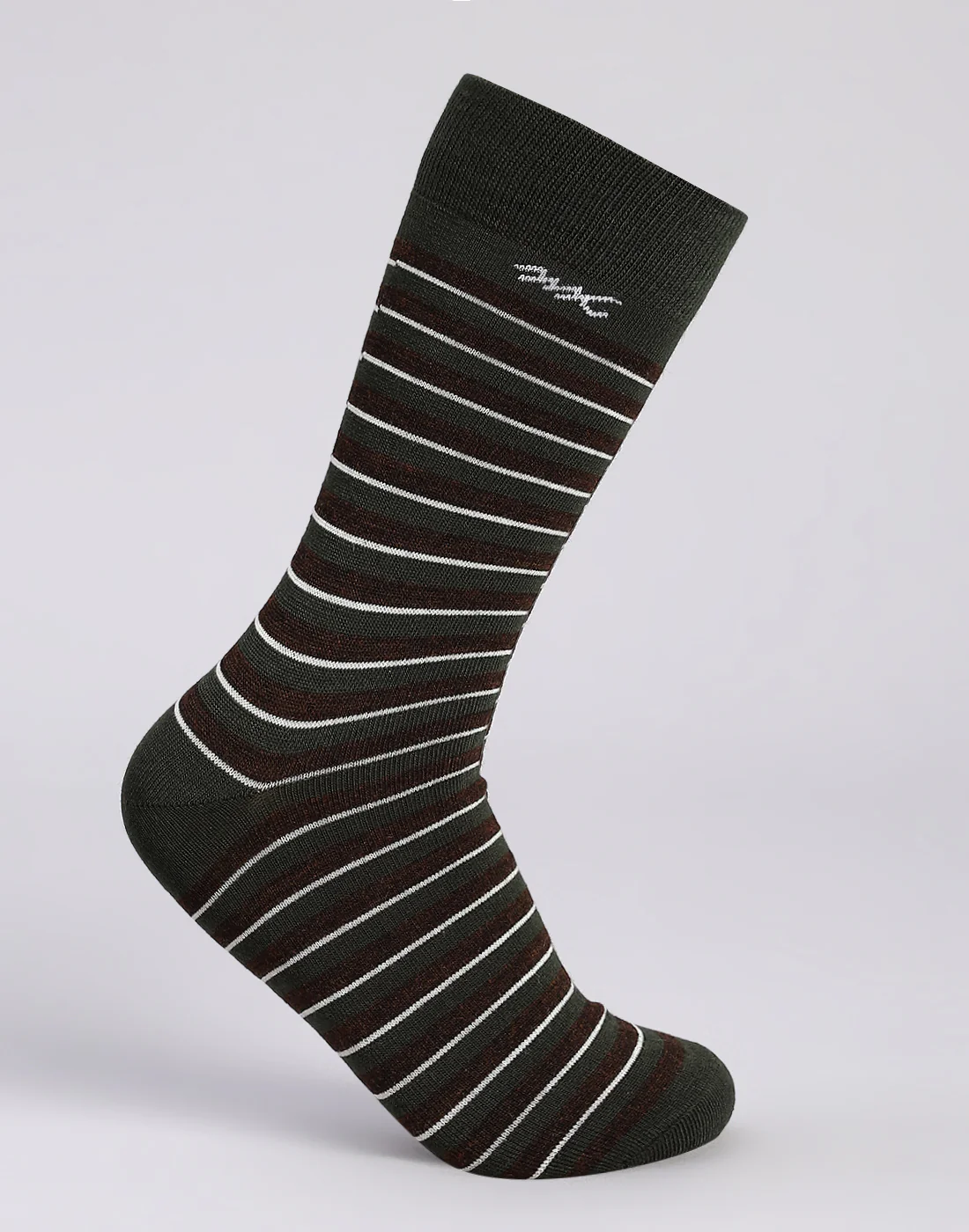 Men Cotton Blend Self Design Calf Length Socks (1 Pair) - Image 3