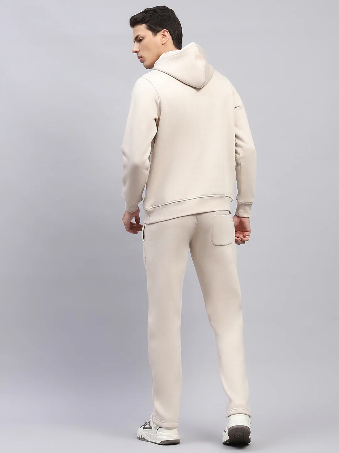 Rock.it Men Cream Printed Hooded Full Sleeve Winter Tracksuit - Image 5