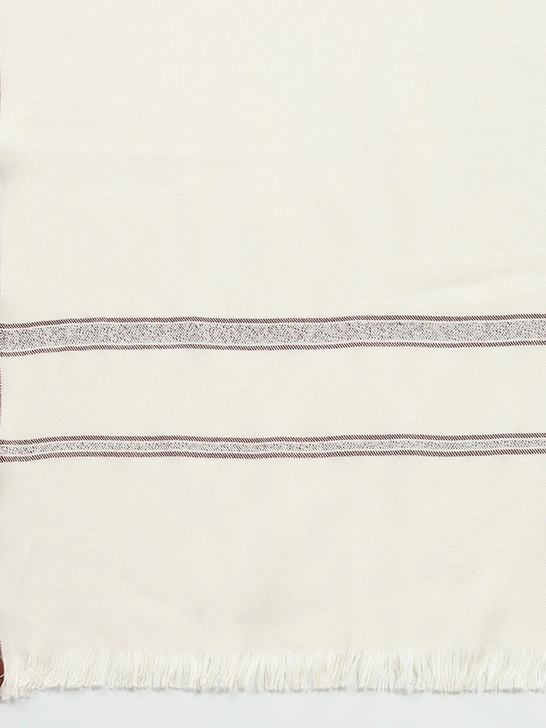 Men Cream Solid Lohi Shawl - Image 6