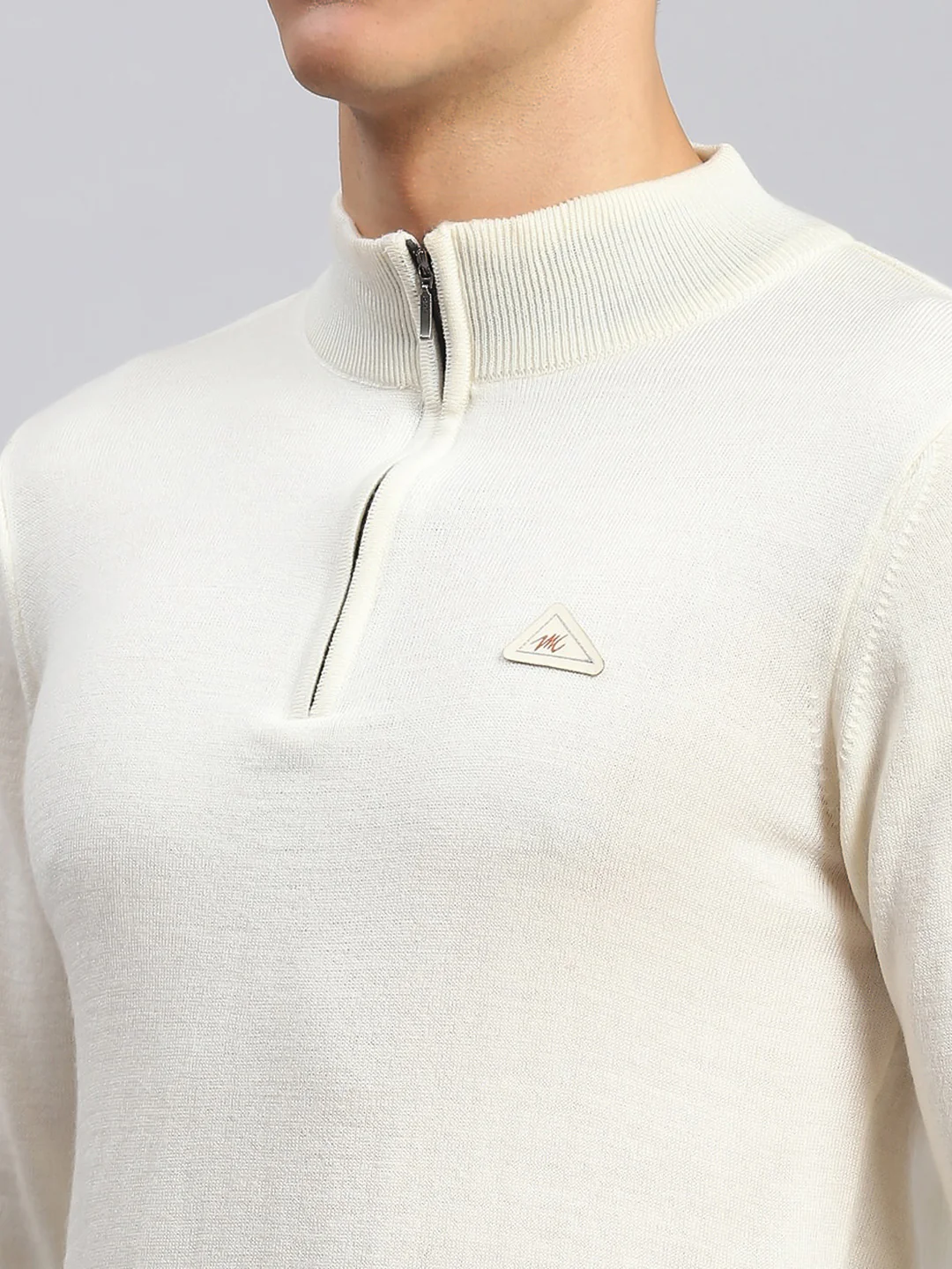 Men Cream Solid Wool blend Pullover - Image 6