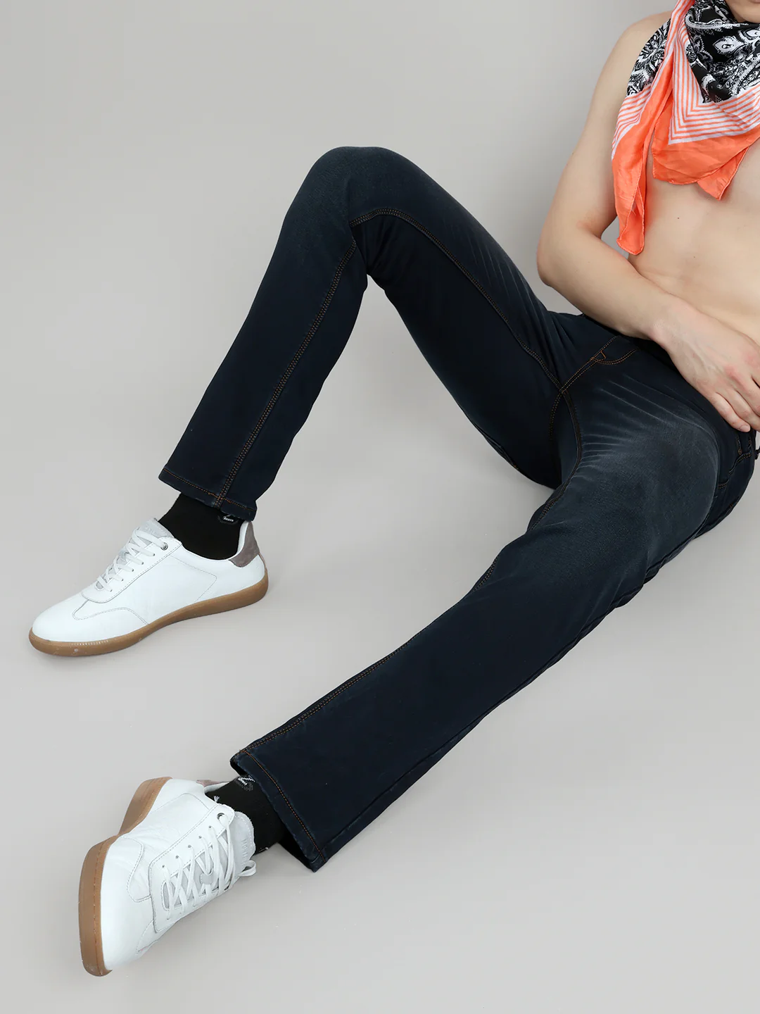Men Dark Blue Light Wash Narrow Fit Denim - Image 8