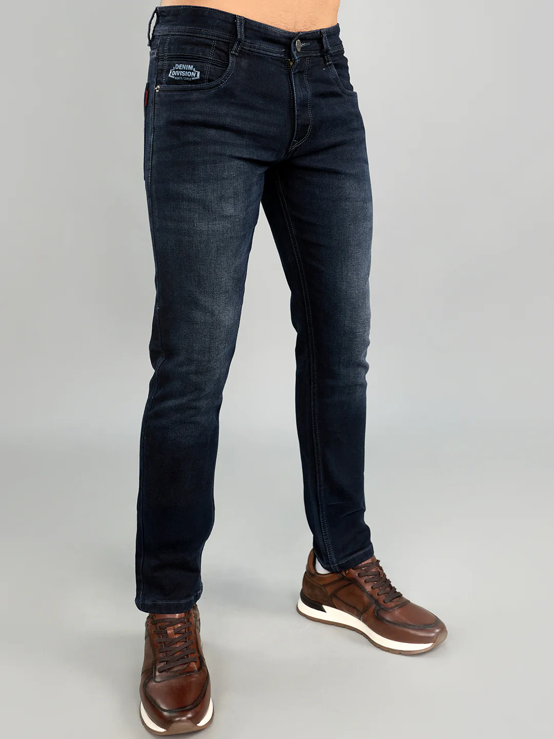Men Dark Blue Light Wash Skinny Fit Denim - Image 2