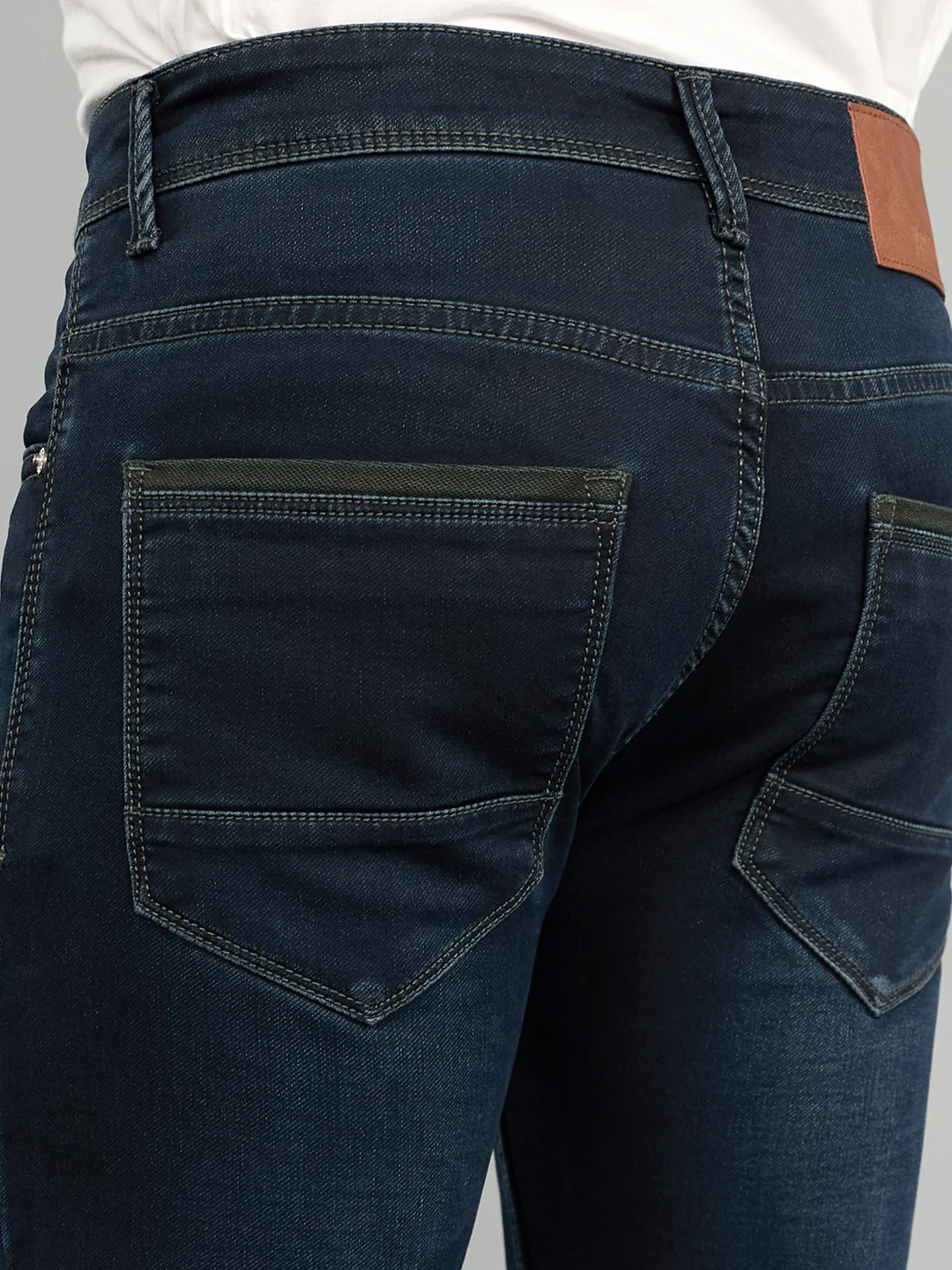 Men Dark Blue Light Wash Skinny Fit Denim - Image 5