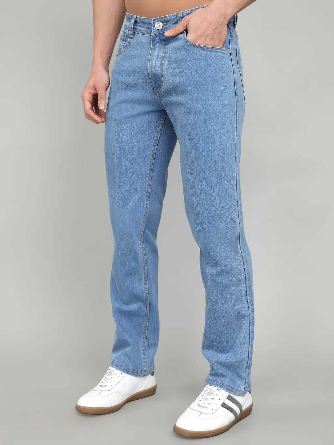 Men Dark Blue Solid Straight Fit Denim - Image 2