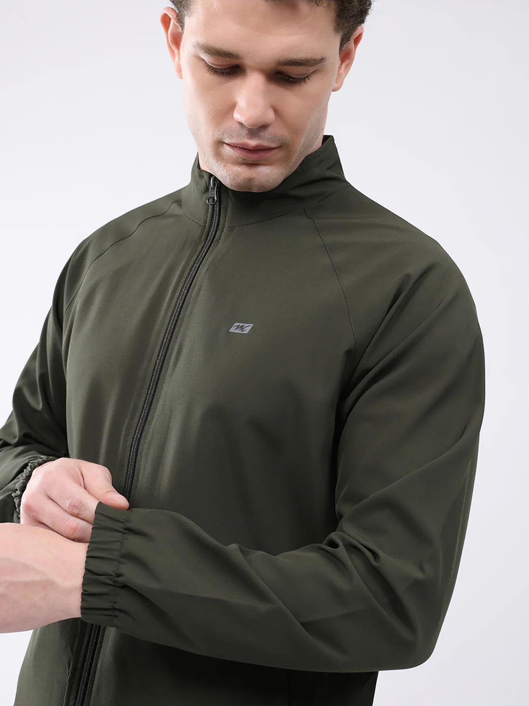 Men Dark Green Printed Collar Full Sleeve Jacket - Image 6