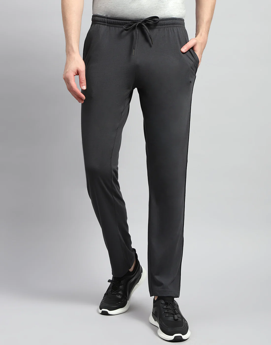 Men Dark Grey Solid Regular Fit Lower - Image 2