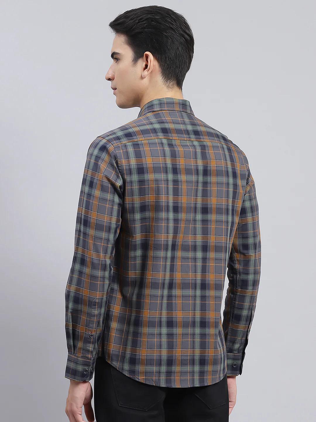 Men Green Check Pure Cotton Shirt - Image 5