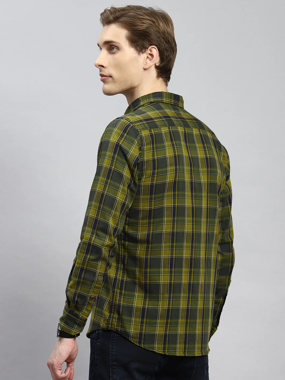 Men Green Check Shirt - Image 5