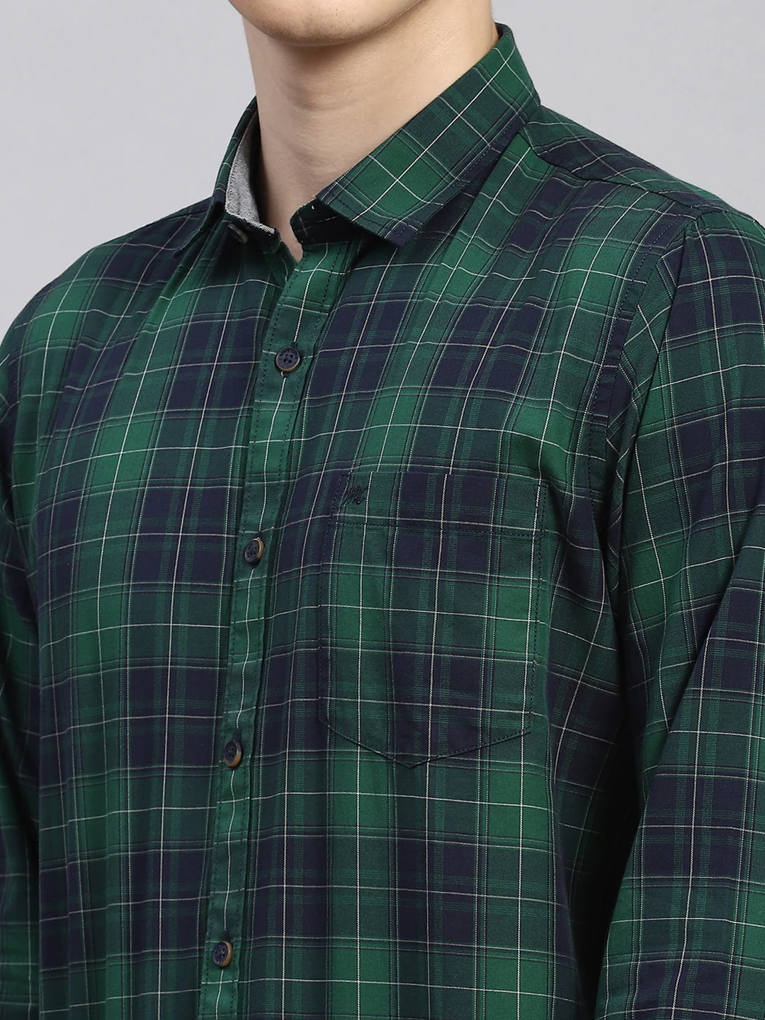 Men Green Check Shirt - Image 6