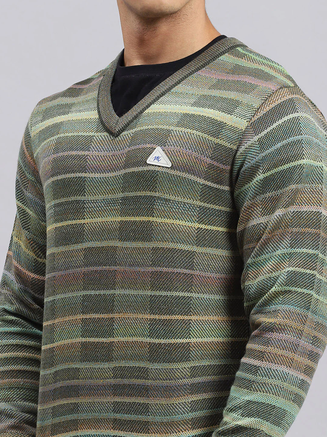 Men Green Jaquard Pullover - Image 6