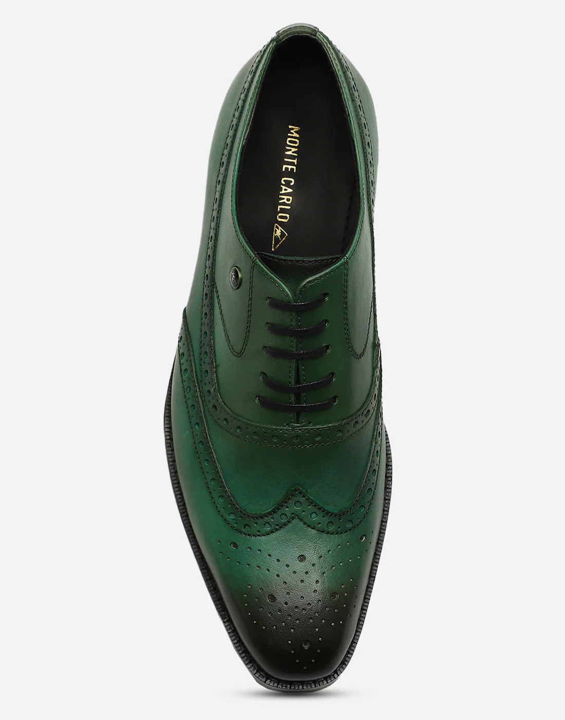 Men Green Lace Up Genuine Leather Formal Brogues - Image 6