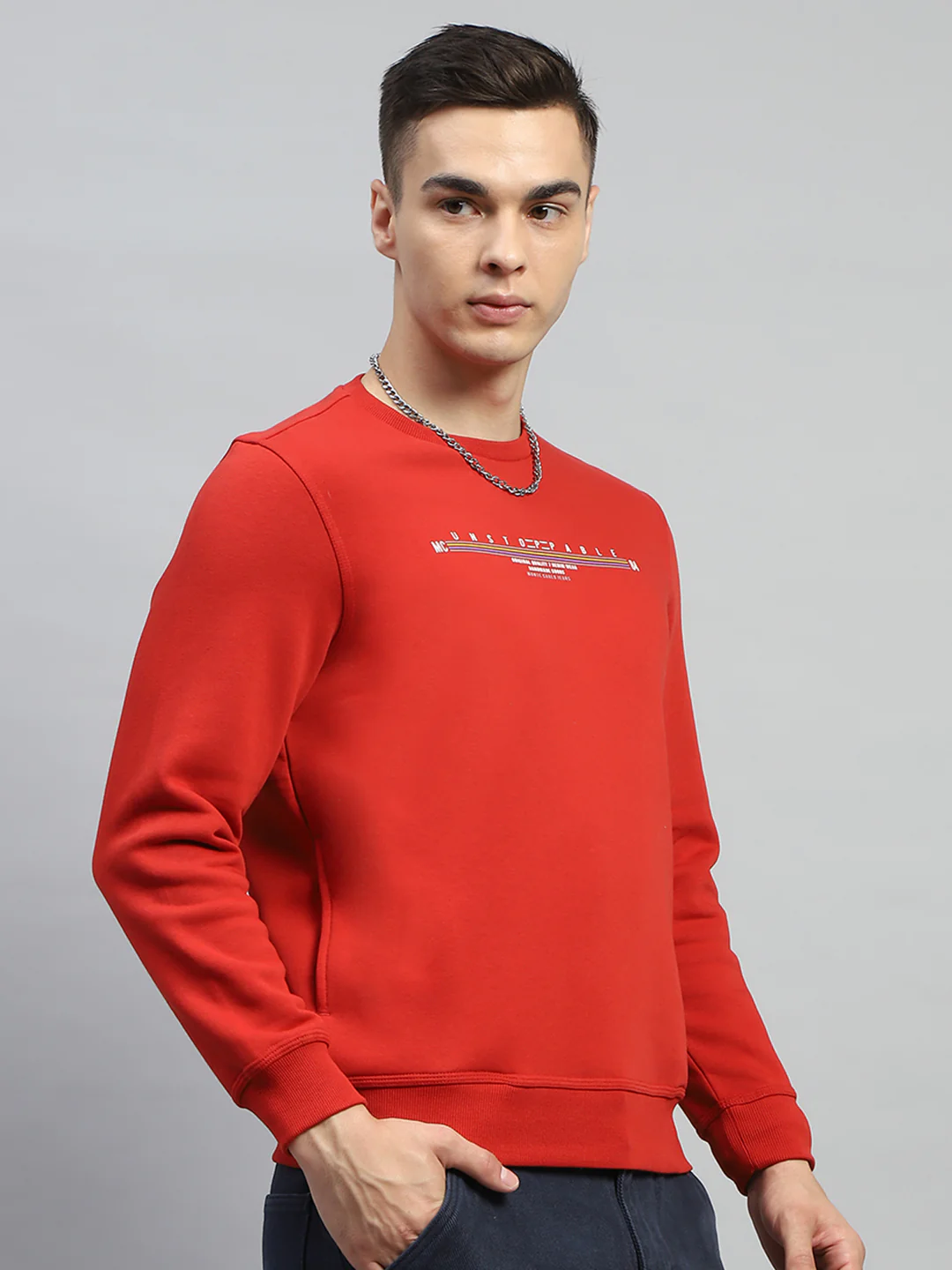 Men Green & Maroon Printed Round Neck Full Sleeve Sweatshirt - Image 5