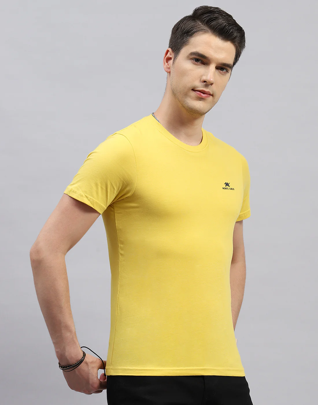 Men Green, Pink & Yellow Solid Round Neck Half Sleeve T-Shirt (Pack of 3) - Image 5
