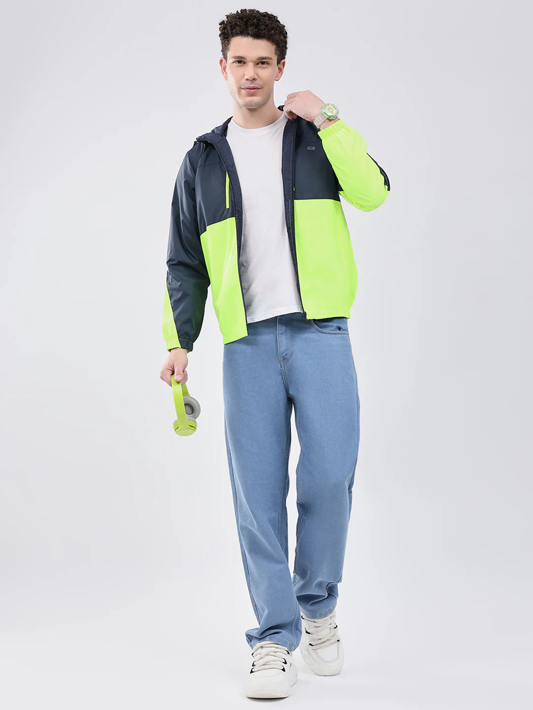Men Green Printed Collar Full Sleeve Jacket - Image 2