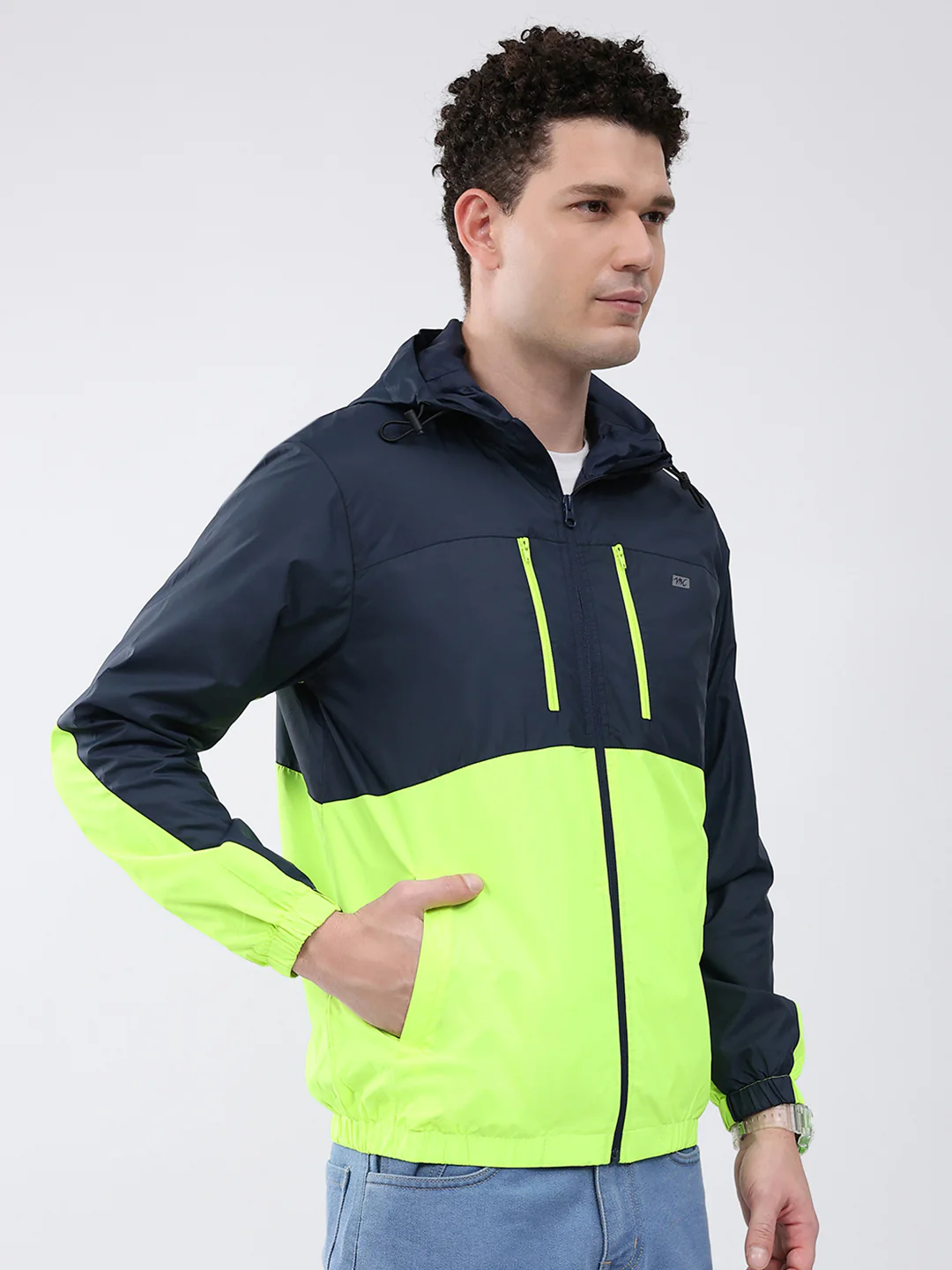Men Green Printed Collar Full Sleeve Jacket - Image 4