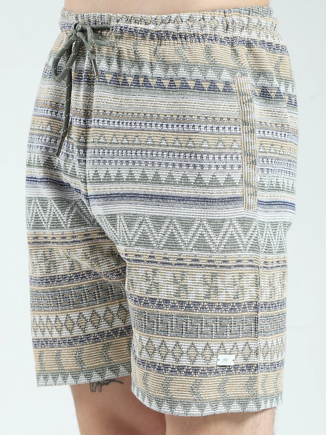 Men Green Printed Collar Half Sleeve Bermuda Set - Image 9