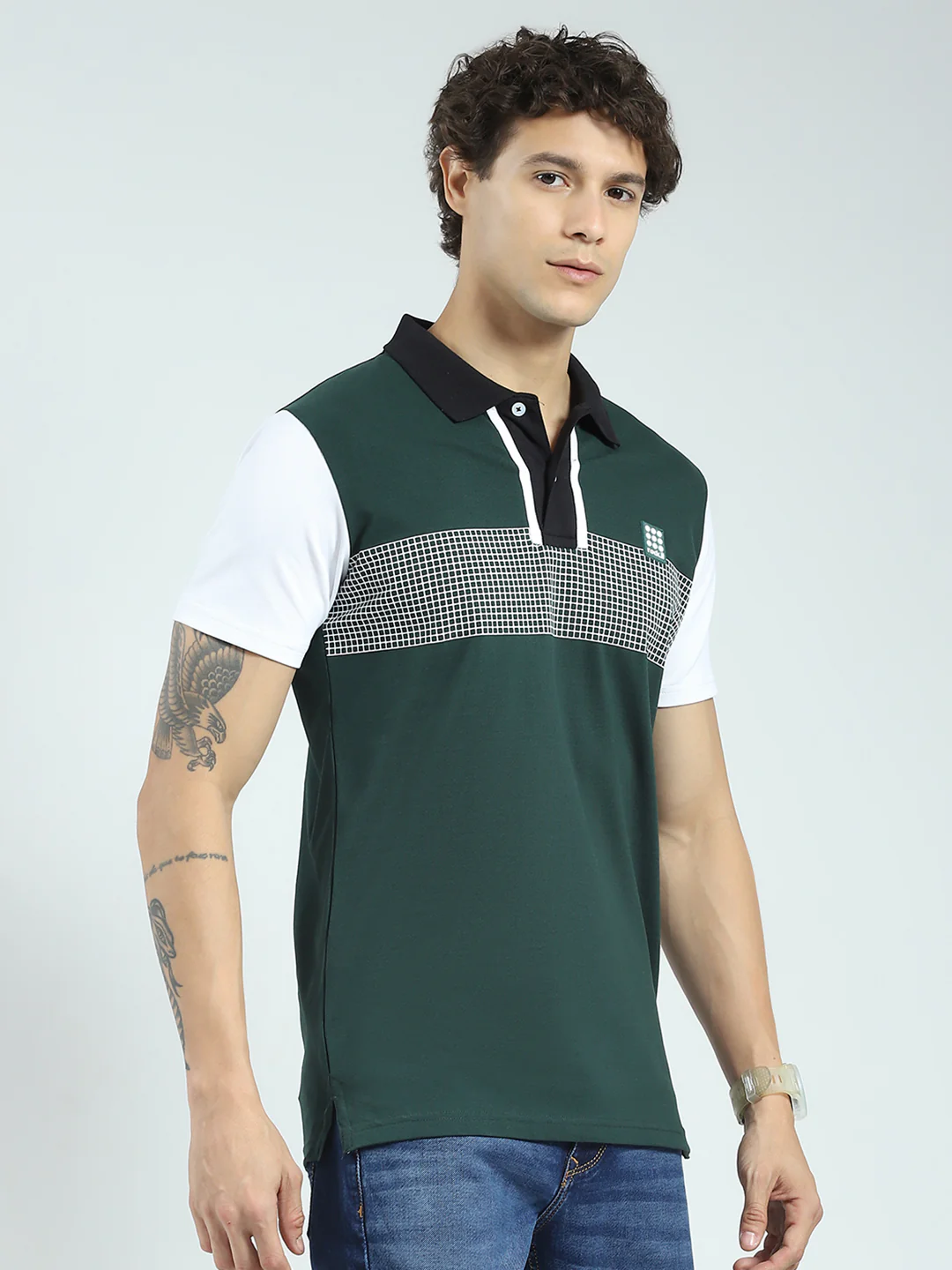 Rock.it Men Green Printed Collar Half Sleeve T-Shirt - Image 4