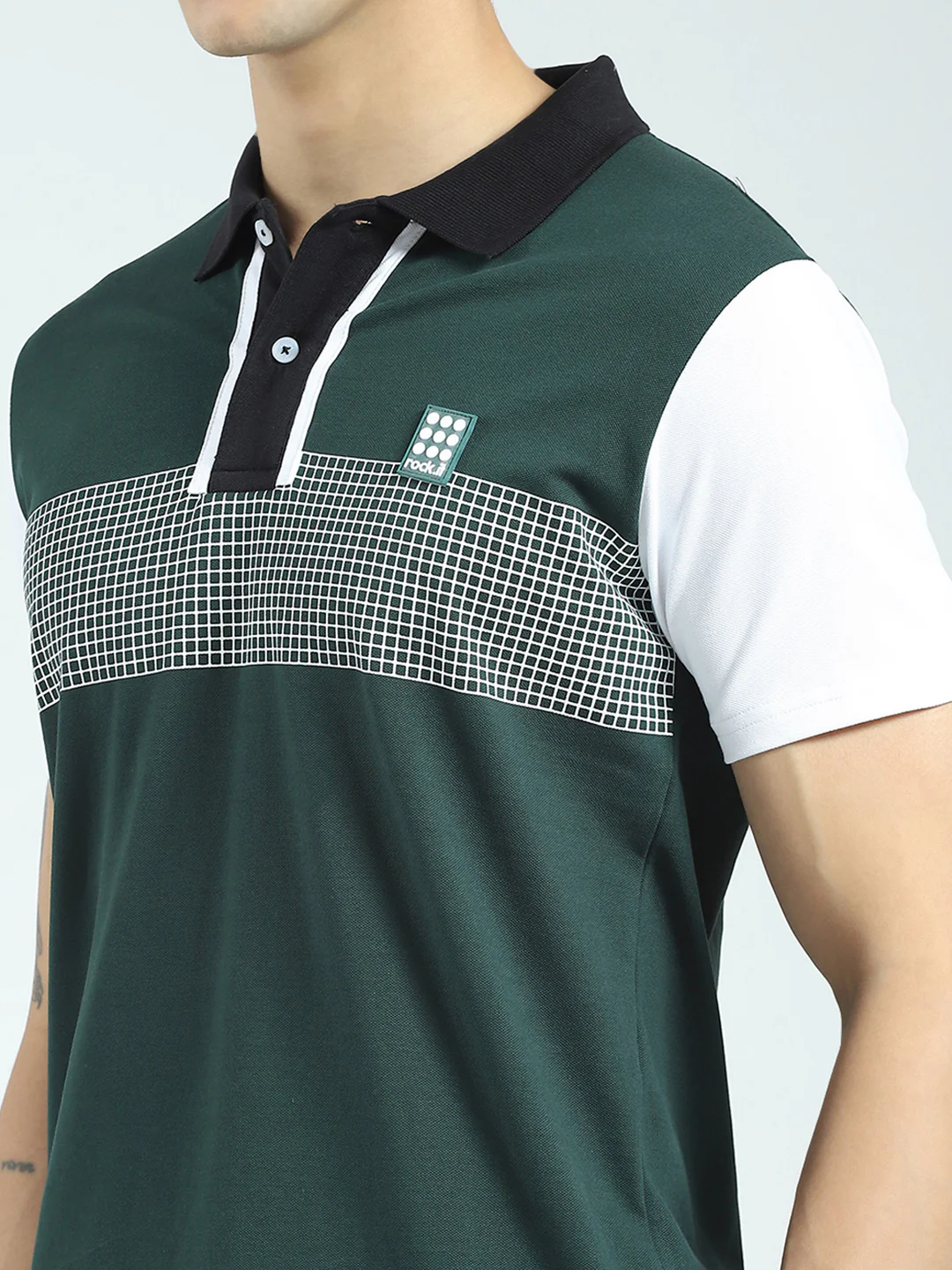 Rock.it Men Green Printed Collar Half Sleeve T-Shirt - Image 6