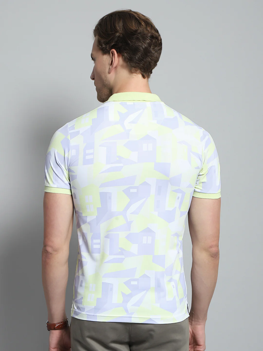 Men Green Printed Collar Half Sleeve T-Shirt - Image 5