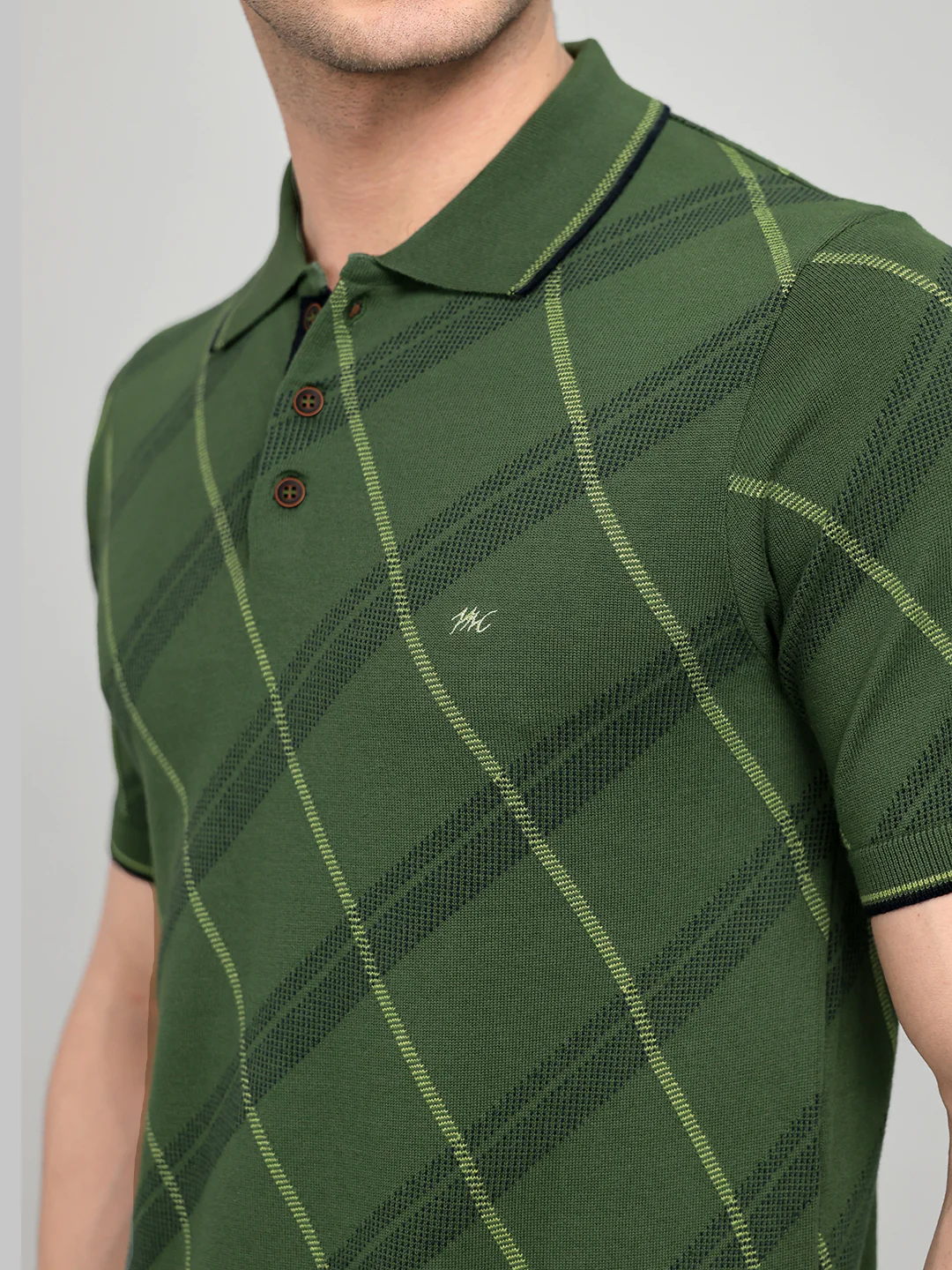 Men Green Printed Collar Half Sleeve T-Shirt - Image 4