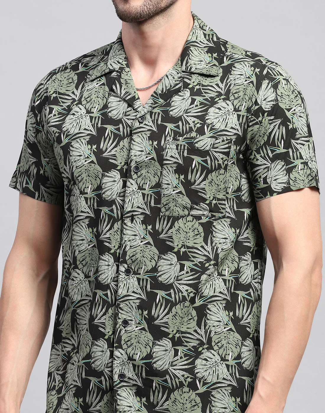 Men Green Printed Collar Neck Half Sleeve Cords Set - Image 6