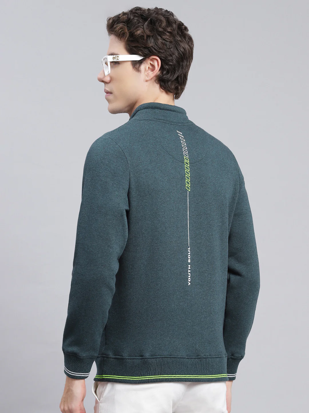 Men Green Printed Cotton Blend Sweatshirt - Image 5