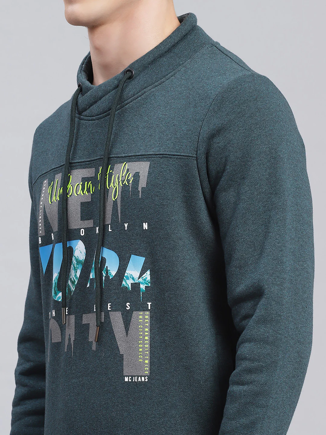 Men Green Printed Cotton Blend Sweatshirt - Image 6