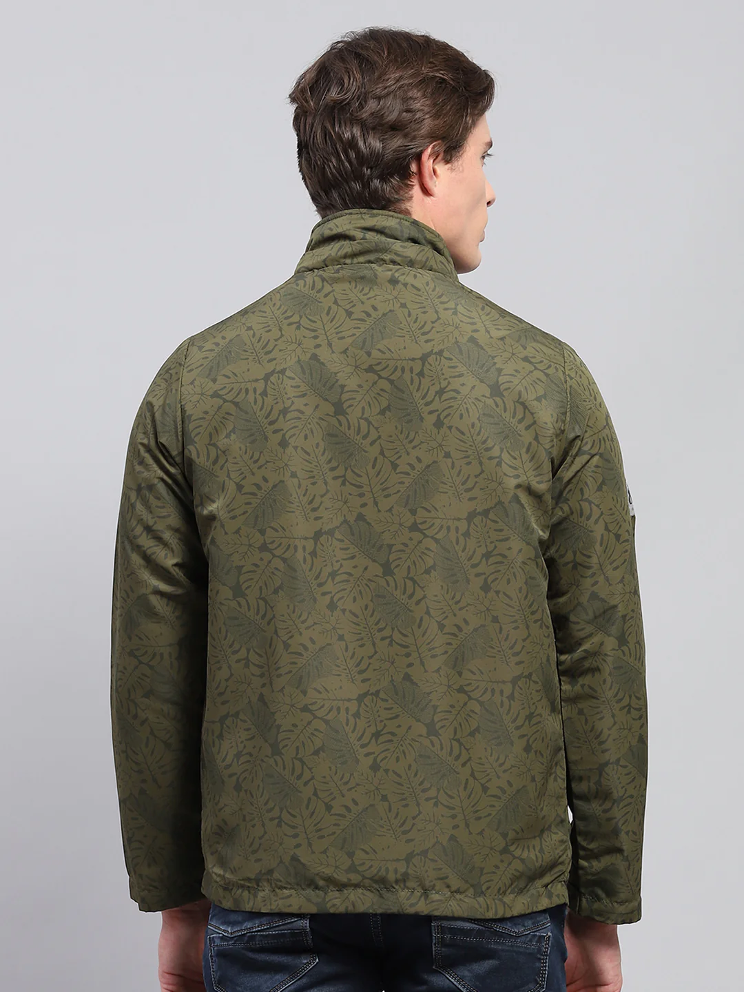 Men Green Printed Detachable Hood Full Sleeve Jacket - Image 6